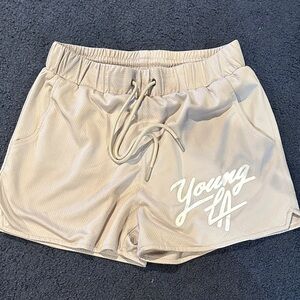 YoungLA Women's Beige Athletic Shorts